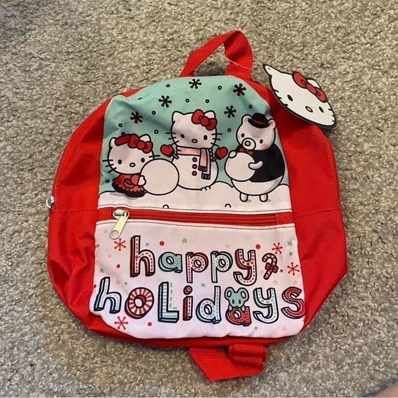 Hello Kitty Happy Holidays Christmas Mini Backpack Book Bag NEW - Picture 2 of 3